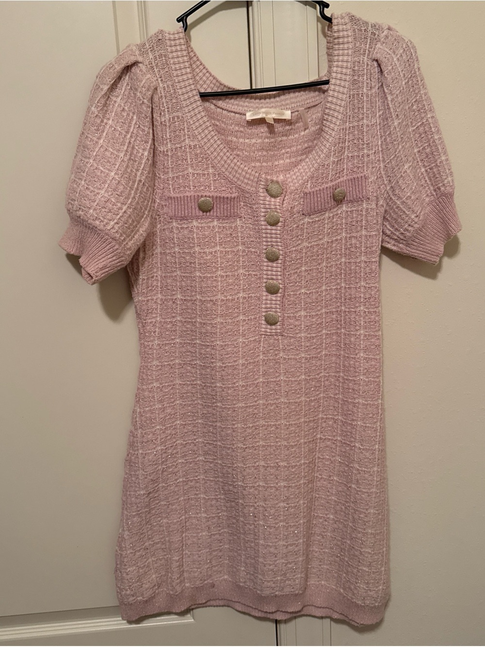 loveshackfancy sailor tweed pink mini dress size medium only